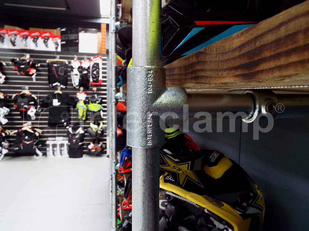 Shop-fitting retail display constructed using premium quality Interclamp tube clamp fittings